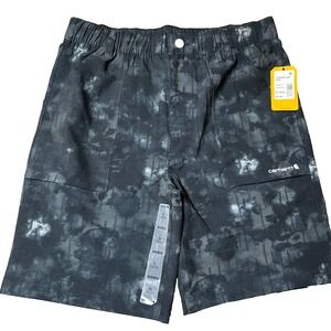 Carhartt Shorts‎ Boys XL 18-20 NWT Black Grey Elastic Waist Sports Hiking Casual
